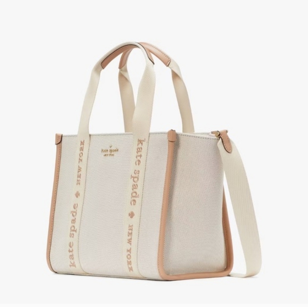 Kate Spade  Kip Canvas Small Tote, Light Fawn Multi - Picture 2 of 5